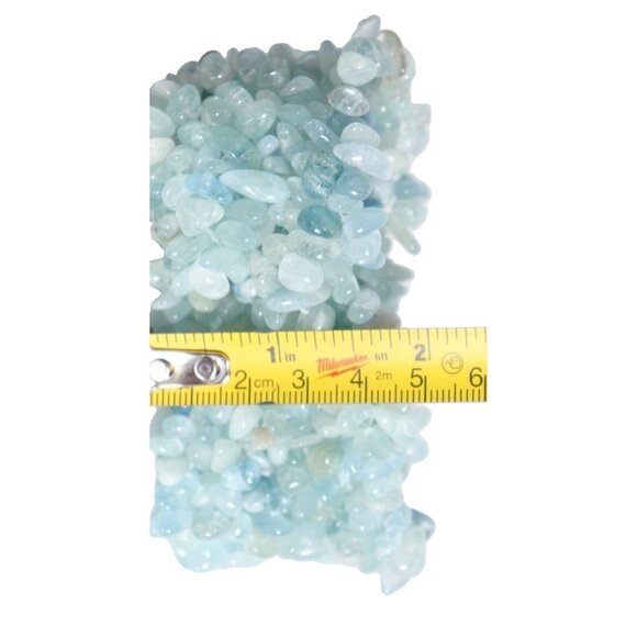 Ladies Turquoise Blue Beaded Bracelet Polished Semi-Precious Stone Stretch Cuff - Picture 7 of 8